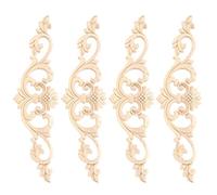 Alomejor Appliques en Bois sculpté Non Peint, Décoration de Meubles élégante pour Clôture de Jardin et Décoration de Maison, 30x8cm, 4 Pièces