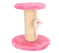 Alomejor Arbre à Gratter Interactif en Corde de Sisal en Peluche Douce pour Chats D'intérieur - Jouet Plateforme d'escalade pour Chatons, 2 Couches (Pink)