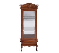 Alomejor Armoire à Exposition Miniature en Bois avec étagères en Verre, Miroir, 1:12 Scale Dollhouse Furniture