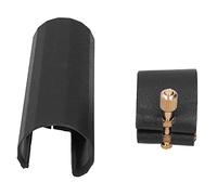 Alomejor Attache de Ligature pour Clarinette, Cuir PU Noir Durable, Capuchon en Plastique, Protection de L'embout en Caoutchouc pour Saxophone Alto
