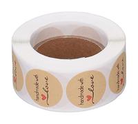 Alomejor Autocollants en Papier Kraft Design Love Faits à la Main, étiquettes de Papeterie pour étiquetage Alimentaire, 500 Pièces pour Emballage de Friandises Artisanales