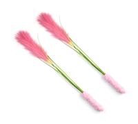 Alomejor Baguette Teaser pour Chat, 2 Pièces, avec Conception Réaliste de Queue de Chien, pour Un Temps de Jeu Interactif pour Chatons et Chats, Matériau d'herbe en Peluche Douce (Pink)