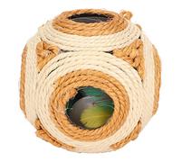 Alomejor Balle Interactive en Sisal pour Chat avec Plumes Colorées pour Que Les Chats Puissent Gratter et Jouer 12 Cm