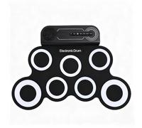 Alomejor Batterie électronique Enroulable pour Enfants avec 7 Coussinets en Silicone, 2 Pédales, Haut-parleur intégré, Rechargeable pour 10 Heures de Jeu, Batterie D'entraînement Portable