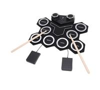 Alomejor Batterie électronique, Pad de Batterie Portable en Silicone avec Deux Haut-parleurs Intégrés, 2 Pédales, 2, 1200 MAh, Chargement de Type C, pour Débutants et Batteurs