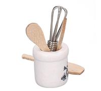 Alomejor Batteur à œufs en Bois Miniature pour Maison de Poupée 1:12, Ensemble de Jouets D'accessoires de Cuisine avec Couteau, Fourchette et Cuillère pour Décoration de Cuisine de Poupée