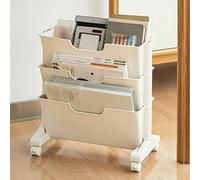 Alomejor Bibliothèque Mobile Blanche 3 Couches Roue Universelle De Grande Capacité en Matière Plastique pour Étude, Bureau, Maison, Salon 36 Livres Adaptés Aux Manuels De Lycée