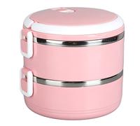 Alomejor Boîte à Déjeuner Thermique Empilable Isolée en Acier Inoxydable 304, Récipient pour Aliments Chauds, pour la Maison, le Bureau, L'école, 1 Pièce (Couche double 304 version épaissie (rose