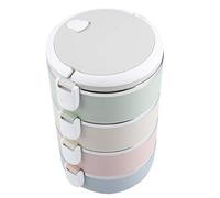 Alomejor Boîte à en Acier Inoxydable avec Poignée Pliable, Boucle de sécurité, Assemblage Gratuit, pour Préparation de Repas/camping/pique-nique, Ensemble de 3 Pièces (Quatre couches 2800ml)