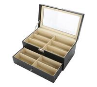 Alomejor Boîte de Présentation pour Organisateur de Lunettes à Double Couche pour un Accès Rapide et une Protection Adaptée à une Utilisation à la Maison ou au Bureau MDF et Cuir PU 13,3 X 7,48 X