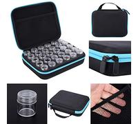 Alomejor Boîte de Rangement D'accessoires de Broderie Diamant avec 30 Emplacements, Double Joint pour Diamants, Bagues, Huiles Essentielles-Nylon + PP-noir (BLUE)