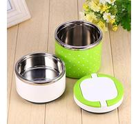 Alomejor Boîte de Rangement de Déjeuner Thermique D'isolation D'acier Inoxydable de Double Poignée pour la Conservation des Aliments, Anneau de Silicone, 2 Couches