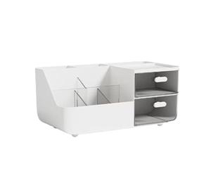 Alomejor Boîte de Rangement pour Cosmétiques et Soins de la Peau avec 2 Tiroirs, Organisateur de Maquillage Multifonctionnel pour Un Bureau Propre, Matériau de qualité Supérieure pour Une Longue