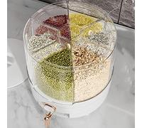 Alomejor Boîte Distributrice de Céréales Multifonctionnelle Rotative à 360° avec 6 Compartiments, Conception Transparente, Fabriquée en Matériau PP, Opération Facile pour le Rangement de la Cuisine