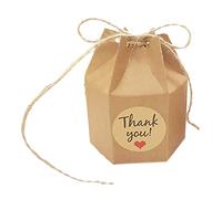 Alomejor Boîtes à Friandises, Boîte à Bonbons Hexagonale en Papier Kraft, Parfaites pour les Cadeaux de Mariage et les Fêtes Prénatales avec Suffisamment d'espace pour les Friandises (Papier brun)