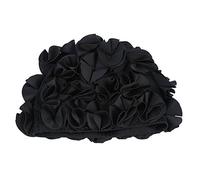 Alomejor Bonnet De Bain, Bonnet De Bain RéTro Floral Fleur DéLicate Mode Bonnets De Bain éLastiques Bonnet De Bain Cheveux Longs Pour Adultes Et Enfants (Noir)
