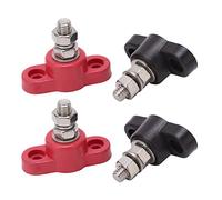 Alomejor Borniers de Batterie 4 Pièces, Kit de Distribution d'énergie Robuste avec Boulons en Acier Inoxydable, Idéal pour Les Camions Solaires 12 V 24 V, Camping-Cars, Voitures, Navires