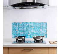Alomejor Bouclier de Cuisinière à Gaz de Cuisine à 3 Panneaux, Déflecteur D'huile Antiadhésif Facile à Nettoyer pour le Chef à Domicile 33,07 * 15,35 Pouces (BLUE)