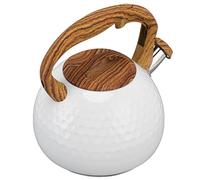 Alomejor Bouilloire à thé Sifflante en Acier Inoxydable 3 Litres avec Poignée pour Cuisinière électrique en Céramique, Théière de Grande capacité pour Réunion de Famille (blanc pur)