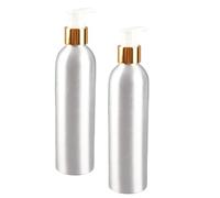 Alomejor Bouteille de lotion en aluminium avec tête de pompe, bouteille résistante à la chaleur avec distributeur d'échantillons de maquillage, distributeur portable de 2 pièces avec couvercle