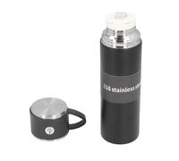 Alomejor Bouteille Thermique Portative D'acier Inoxydable de Tasse à Vide pour le Voyage Extérieur, Tasse Isolée de Grande capacité pour le Bureau de Randonnée de Camping 500ml (BLACK)