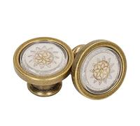 Alomejor Bouton de Poignée de Quincaillerie de Meubles Anciens Ronds, Poignée de Porte D'armoire Durable pour Armoires, Placards, Alliage de Zinc, 2 Ensembles (blanc cuivré)
