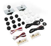 Alomejor Boutons de Joystick Deux Joueurs de Bricolage pour la Console Maison, Puce Rock USB pour Amis Qui Se Réunissent (Noir Blanc)