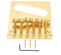 Alomejor Bridge de Guitare pour TL Telecaster E -gitar, 6 Sattel -single Coil Pickup Slot, Hauteur Réglable, Installation Facile (GOLD)