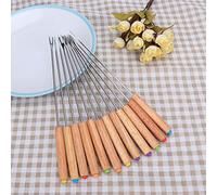 Alomejor Brochettes de Barbecue Durables en Acier Inoxydable, pour la Cuisine en Plein Air, Ensemble de 12 Fourchettes pour Pique-nique et Camping, Longueur de 9,4 Pouces