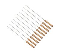 Alomejor Brochettes de Barbecue en Acier Inoxydable, Manche en Bois Portable, Bâtonnets de Kabob pour Grillades en Plein Air, 10 Pièces pour le Camping et les Voyages