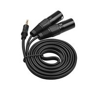 Alomejor Câble Audio Double XLR vers 3,5 Mm Câble Micro Stéréo blindé OFC 4,9 Pieds en Métal PVC pour Téléphone Tablette Ordinateur Portable vers Mixeur Haut-parleur Microphone Configuration (Femelle)