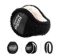 Alomejor Cache-oreilles Pliables Réglables Cache-oreilles en Polaire pour Hommes et Femmes Sports D'hiver Protection de Ski Noir Gris Télescopique 31-45 Cm (BLACK)