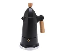 Alomejor Cafetière sur Cuisinière 3 Tasses, Percolateur élégant en Alliage D'aluminium pour les Amateurs de café, Manche en Bois de Hêtre (BLACK)