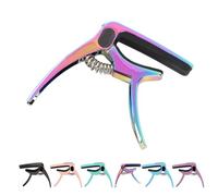 Alomejor Capodastre de Guitare en Métal, Large Application pour Basse Acoustique électrique, Mandoline, ukulélé, Banjo, avec Ressort et Support de Médiator à Rembourrage Doux (COLORFUL)