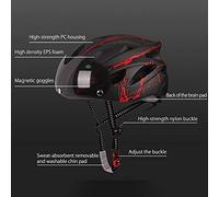 Alomejor Casque VTT, Casque de Vélo Léger et Sûr pour Adultes Hommes Femmes, avec Visière Magnétique et Filet Anti-Insectes Amovible, Taille Réglable 58-62 Cm (Bleu Noir)