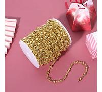 Alomejor Chaîne de Fausses Perles élégantes en Or et Argent, Accessoire de Décoration DIY, Perle Artificielle Brillante de 20m pour Bouquet de Mariage de la Saint-Valentin (Gold)
