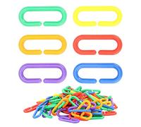 Alomejor Chaîne en Plastique pour Jouet D'oiseau, 100 Pièces, Clips en C Colorés, Crochets, Liens pour Mâcher et Grimper, pour Cage à Perroquets, Accessoires