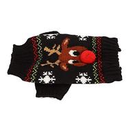 Alomejor Chandails de Neige de Noël pour Chiens, Pulls de Vacances épais à Motif D'élan pour Animaux de Compagnie de Petite et Moyenne Taille, Tissu en Fibre Acrylique pour Noël, Les Fêtes (Black)
