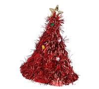 Alomejor Chapeau d'arbre de Noël, Bonnet en Feutre de PVC Rouge Festif avec Boule Pelucheuse pour les Fêtes de Vacances, les Réunions de Famille et les Costumes d'animaux de Compagnie
