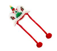 Alomejor Chapeau de Lion Chaud et Réglable de Style Chinois, pour la Célébration du Nouvel an et de Noël, Costume de Danse du Lion Mignon pour Chat et Chiot (L)
