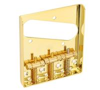 Alomejor Chevalet de Guitare électrique Style Vintage, 3 Pontets en Acier Traversants pour Telecaster, avec clé Hexagonale et Vis pour une Installation Facile, doré, 54 Mm