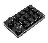 Alomejor Clavier Mécanique Macro, 12 Touches, Programmable, avec Fonction Mémoire, pour Jeux et Bureau, Acrylique, Mini Taille 5.2 Pouces (Tout Noir)