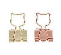Alomejor Clips de Reliure Précis en Forme de Chat, Forte Force de Serrage pour Documents, Métal or Rose or, 100 Pièces pour étudiant de Bureau