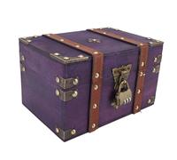 Alomejor Coffre au Trésor Vintage fabriqué à la Main en Bois avec Serrure pour le Rangement et L'organisation de Bijoux pour les âges, Idéal pour les Anniversaires et les Mariages, 22 X 15 X 13 cm.