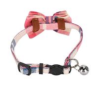Alomejor Collier de Chat à Carreaux avec Nœud Papillon, Mignon, avec Cloche, Fournitures de Décoration pour Animaux de Compagnie, Tissu Rose Noir Blanc Bleu Orange Rouge (Plaid Rose)