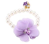 Alomejor Collier élastique en Perles pour Animaux de Compagnie, Collier de Fleurs pour Chiot, Conception de Simulation Durable, Cloche, pour Un Usage Quotidien, Violet (Purple)