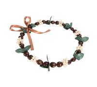 Alomejor Collier Hawaïen Artisanat Kukui Nut Leis Élégant Symbolisation de la Fortune Diplôme Collier Kukui Nut Leis pour la cérémonie de remise des diplômes Marron, #312, Résine, Pas de gemme