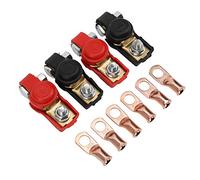 Alomejor Connecteurs de Pinces de Borne de Batterie, Pinces de Borne de Câble de Batterie de Voiture en Cuivre Pur avec 6 Anneaux en Cuivre, 4 Pièces Positif Négatif Universel 16 Mm 17 Mm pour