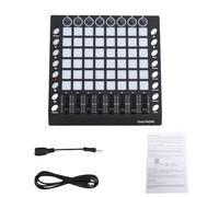 Alomejor Contrôleur MIDI Strike Pad, 48 Pads Sensibles à la Pression avec Rétroéclairage RVB, 8 Boutons Assignables et 8 Faders, 16 Boutons de Fonction, connectivité USB et MIDI, pour Win