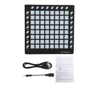Alomejor Contrôleur MIDI Strike Pad, 64 Pads Rétroéclairés RVB avec Bibliothèque de Sons de 128 Mo et 8 Boutons de Contrôle Assignables, pour la Production Musicale avec les Systèmes DAW